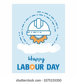 Happy Labour day design with vintage theme blue and orange with 