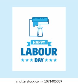 Happy Labour day design with white and blue theme vector with la