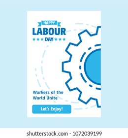 Happy Labour day design with white and blue theme vector with la