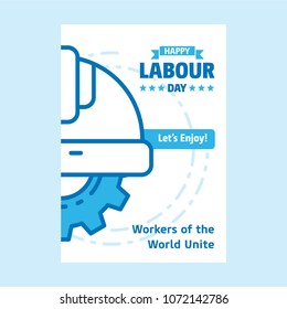 Happy Labour day design with white and blue theme vector with la