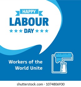 Happy Labour day design with white and blue theme vector with la