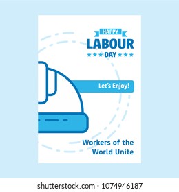 Happy Labour day design with white and blue theme vector with la