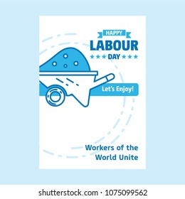 Happy Labour day design with white and blue theme vector with co