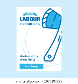 Happy Labour day design with white and blue theme vector with ax