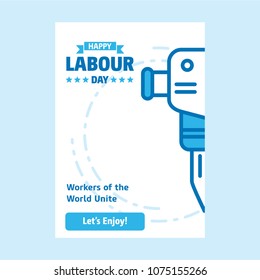 Happy Labour day design with white and blue theme vector with co