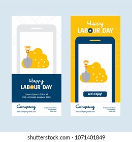 Happy Labour day design with yellow and blue theme vector with h