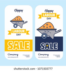 Happy Labour day design with yellow and blue theme vector with c