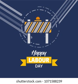 Happy Labour day design with yellow and blue theme vector with h
