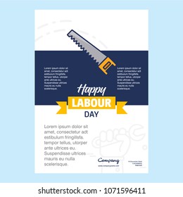 Happy Labour day design with yellow and blue theme vector with h