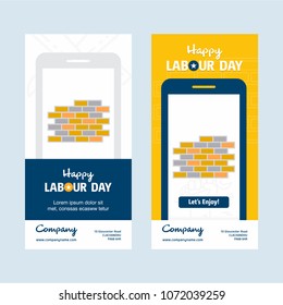 Happy Labour day design with yellow and blue theme vector with l