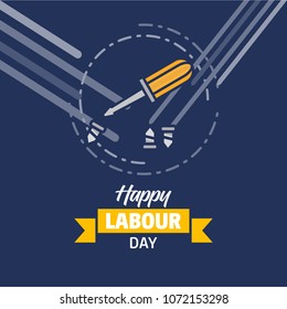 Happy Labour day design with yellow and blue theme vector with h