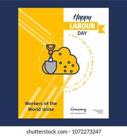 Happy Labour day design with yellow and blue theme vector with l