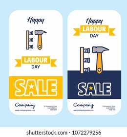 Happy Labour day design with yellow and blue theme vector with h