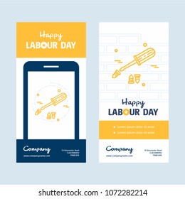 Happy Labour day design with yellow theme vector