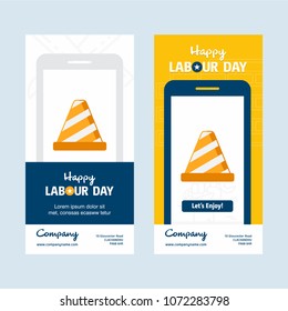 Happy Labour day design with yellow and blue theme vector with h