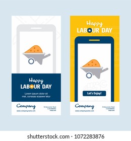 Happy Labour day design with yellow and blue theme vector with h