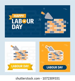 Happy Labour day design with yellow and blue theme vector with l