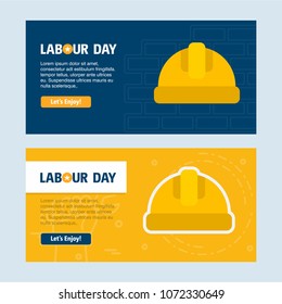 Happy Labour day design with yellow and blue theme vector with c