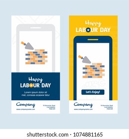 Happy Labour day design with yellow and blue theme vector with l