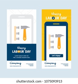 Happy Labour day design with yellow and blue theme vector with l