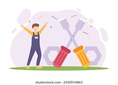 Happy Labour Day Flat Design