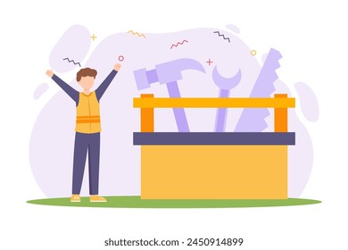 Happy Labour Day Flat Design