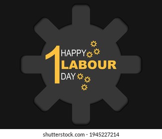 Happy Labour Day Gear Paper Vector