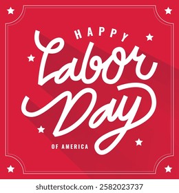 Happy Labour Day Greeting with Tools on Bold Red Background