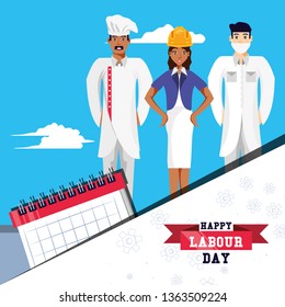 happy labour day with group of professionals