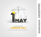 happy Labour day or international workers day vector illustration with typography. labor day and may day celebration.