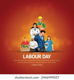 happy Labour day or international workers day vector illustration with workers. labor day and may day celebration.