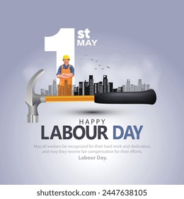 happy Labour day or international workers day vector illustration. labor day and may day celebration design.