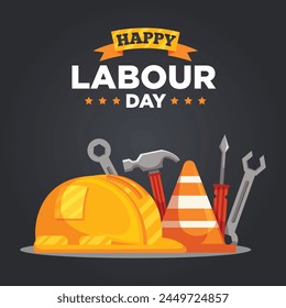 happy Labour day or international workers day vector illustration. labor day and may day celebration design.