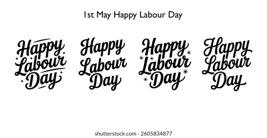 happy Labour day or international workers day vector illustration with workers. labor day and may day celebration.1st may calligraphy hand lettering typography text vector