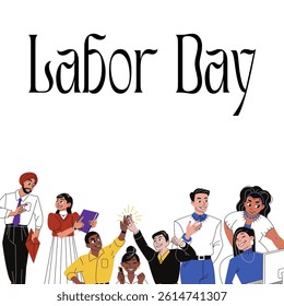 happy Labour day or international workers day vector illustration with workers