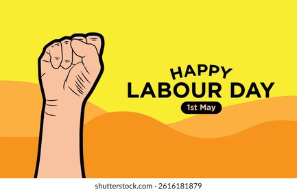 happy Labour day or international workers day vector illustration with clenched fist. labor day and may day celebration.
