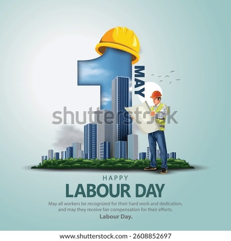 happy Labour day or international workers day vector illustration with workers. labor day and may day celebration.