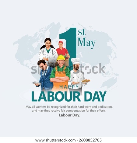 happy Labour day or international workers day vector illustration with workers. labor day and may day celebration.