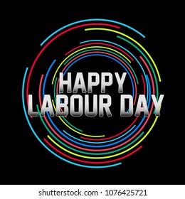 happy labour day, label for poster or greeting card