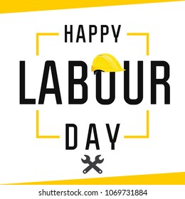 Happy Labour Day, lettering 1st may with yellow helmet and wrenches. Labour Day banner vector background. International Workers day illustration for greeting card Happy Labour Day, lettering 1st may with yellow helmet and wrenches. Labour Day banner vector background. International Workers day illustration for greeting card