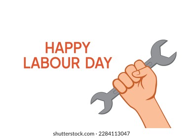 Happy Labour Day. Labour Day logo concept with wrench. Vector illustration