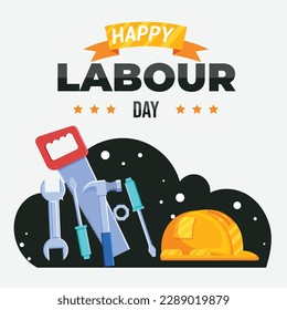Happy Labour Day On 1 May. tools  view. vector illustration design.