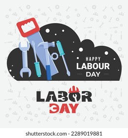 Happy Labour Day On 1 May. tools  view. vector illustration design.