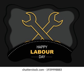 Happy Labour Day Papercut Background