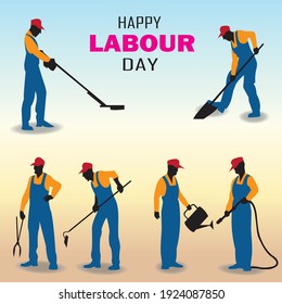 Happy labour Day With People From Different Jobs.
