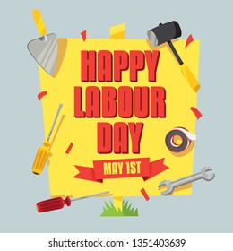 Happy labour day poster design, mayday celebration banner