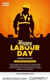 Happy labour day poster design template