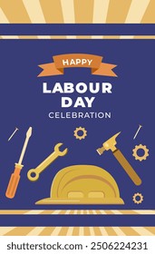 Happy labour day poster illustration