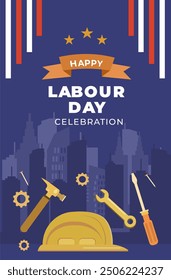 Happy labour day poster illustration