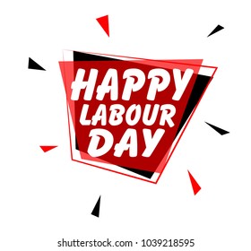 Happy labour day, sign with red label